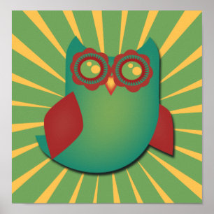 Póster Lechuza vectorial retro