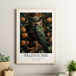 Póster Lechuza William Morris con flores