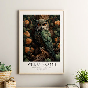 Póster Lechuza William Morris con flores