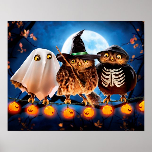 Póster Lechuzas de Halloween (Frente)