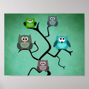 Póster Lechuzas en Poster de ramas