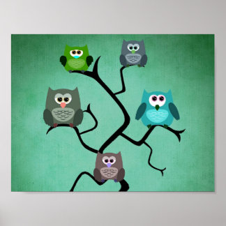 Póster Lechuzas en Poster de ramas