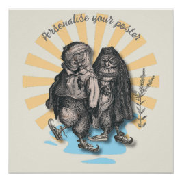 Póster Lechuzas para patinar | Estilo retro | Diseño nost