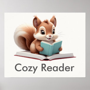 Póster Lector acogedor Squirrel Woodland Nursery Poster