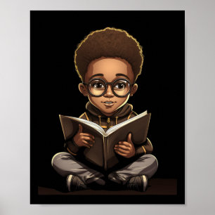 Póster Lector afroamericano de lectura de libros