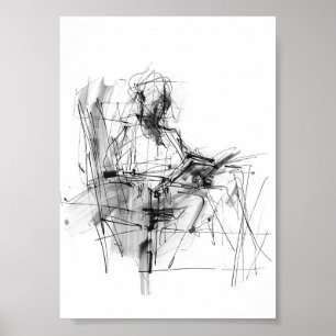 Póster Lector de libro abstracto