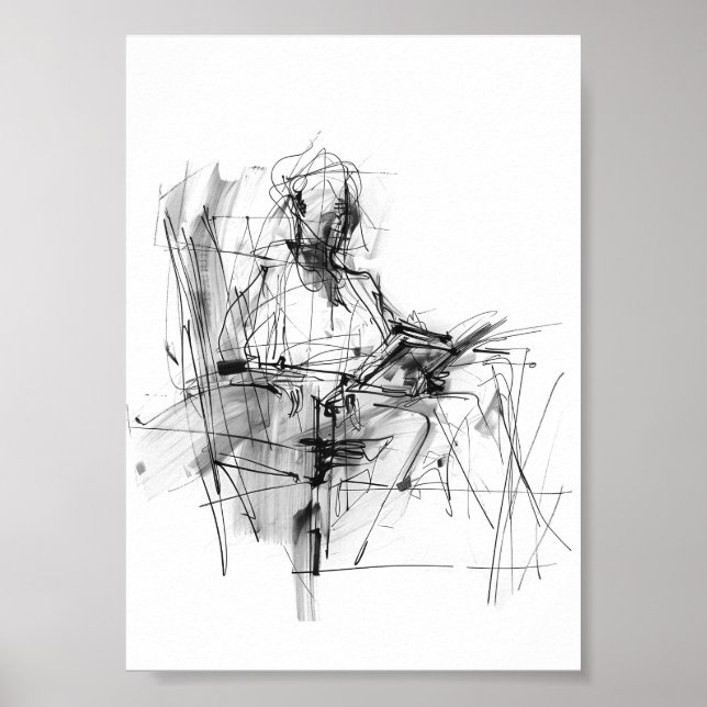Póster Lector de libro abstracto (Frente)