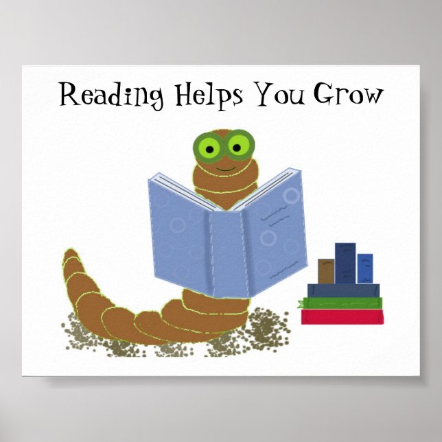 Póster Lector de libros gusano de libro (Frente)