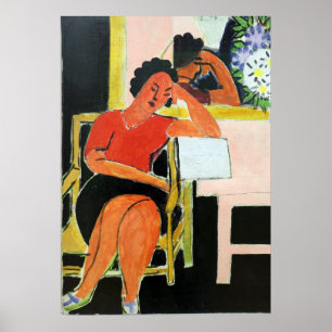Póster Lector de Matisse de fondo negro