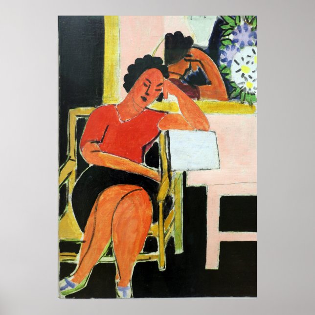Póster Lector de Matisse de fondo negro (Frente)
