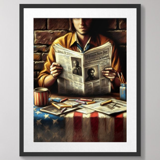 Póster Lector de periódicos de dibujo de Pastel (Subido por el creador)