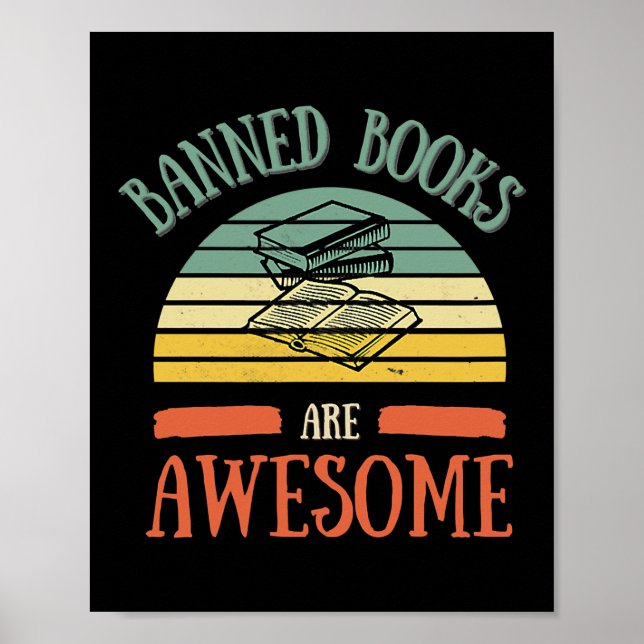 Póster Lector prohibido Libros Retro Hombres Mujeres Niño (Frente)