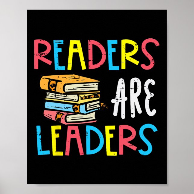 Póster Lectores Son Líderes Leyendo Libro Amante Maestra  (Frente)