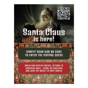 Póster Lectura clásica Santa, Visita Santa, cola de códig