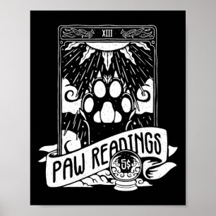 Póster Lectura De La Tarjeta Tarot Crescent Moon Y Cat Pa