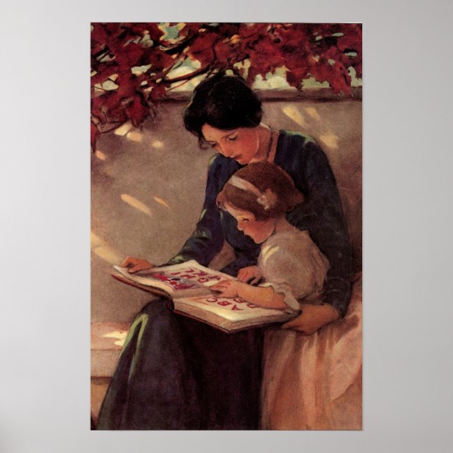 Póster Lectura de madre e hijo (Frente)