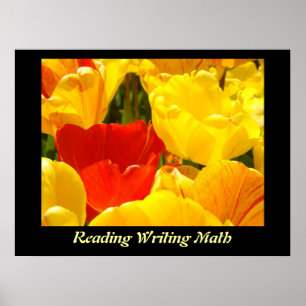 Póster Lectura Escritura Matemáticas cartel escolar Tulip