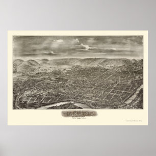 Póster Lectura, mapa panorámico de la PA - 1898