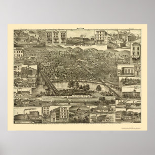 Póster Lectura, mapa panorámico del PA - 1881