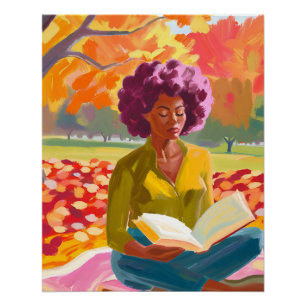 Póster Lecturas de alma: la mujer afroafricana relajándos