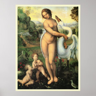 Póster Leda y el cisne por Leonardo da Vinci