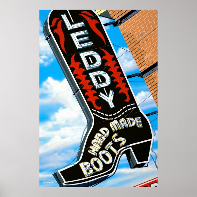 Póster Leddy Boots Store Retro Neon Rótulo Poster (Frente)