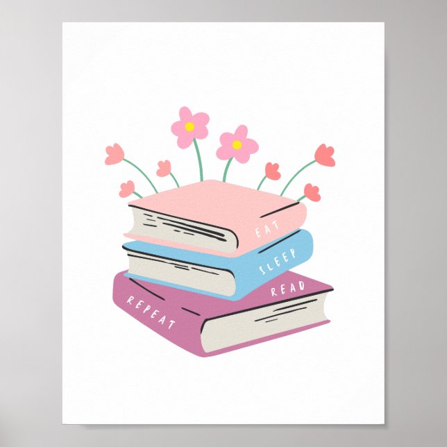 Póster Leer "Book Eat Sleep" (Frente)