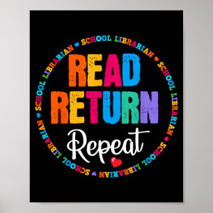 Póster Leer Devolver Repetir Bibliotecario Escolar Biblio