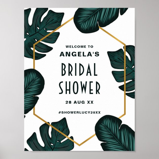 Póster Leer el marco tropical de la ducha de novia signo  (Frente)