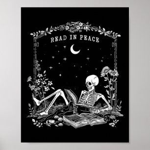 Póster Leer en paz Fantasía Profesor Skeleton Trick Teach