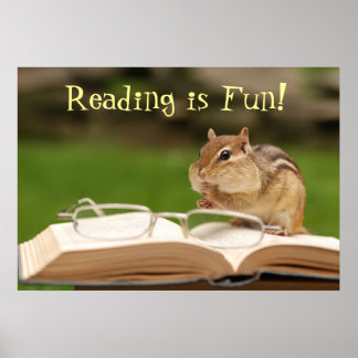 Póster Leer es divertido. Chipmunk