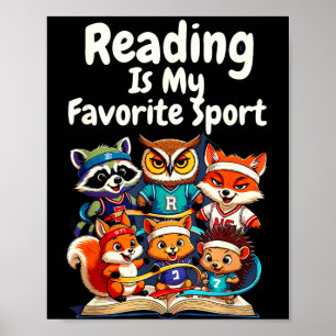 Póster Leer es el deporte favorito de animales divertidos