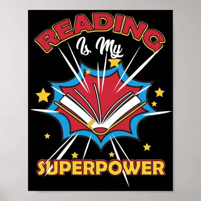 Póster Leer es mi superpotencia para el amante del libro  (Frente)