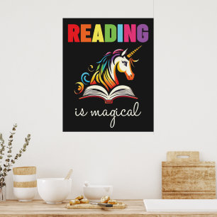 Póster Leer es un magico unicornio arcoiris