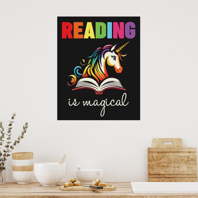 Póster Leer es un magico unicornio arcoiris (Cocina)