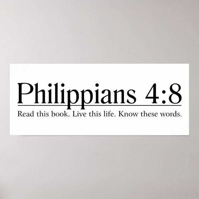 Póster Leer la Biblia Filipinas 4:8 (Frente)
