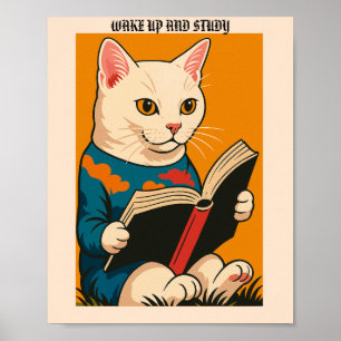 Póster Leer La Línea Con Un Libro — ¡Despierten Y Estudie
