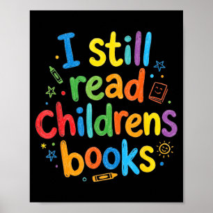 Póster Leer libros infantiles divertido bibliotecario mae