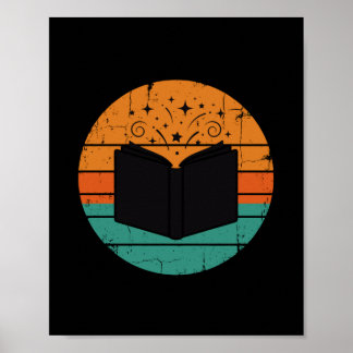 Póster Leer libros infantiles divertidos hombres vintage 