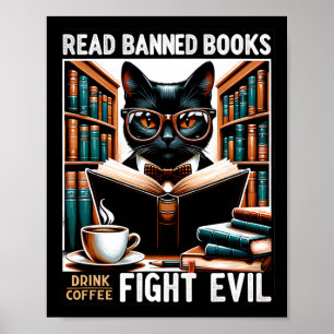 Póster Leer Libros Prohibidos Beber Café Luchar Contra El