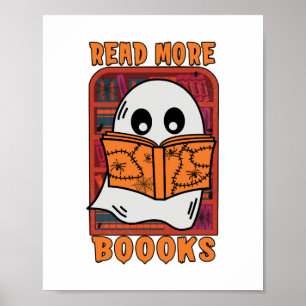Póster Leer más libros Biblioteca Fantasma Leyendo Hallow