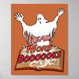 Póster Leer más libros Fantasma libro Halloween