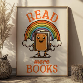 Póster Leer más libros Retro Art Print para Bookworms