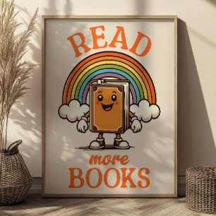 Póster Leer más libros Retro Art Print para Bookworms