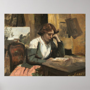 Póster Leer mujer - Jean-Baptiste - Bella Artes de Corot