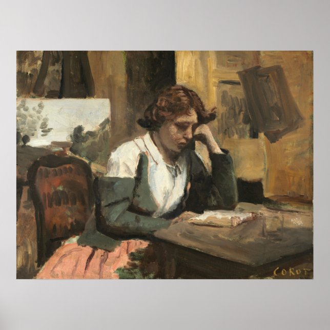 Póster Leer mujer - Jean-Baptiste - Bella Artes de Corot (Frente)