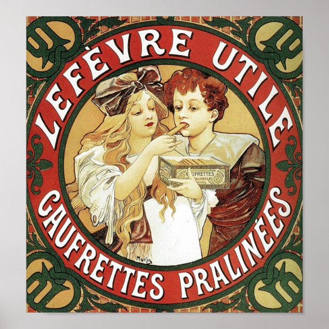 Póster Lefevre Utile por Alphonse Mucha (Frente)