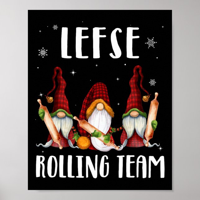 Póster Lefse Rolling Team Gnomes Navidades Xmas Plaid Kid (Frente)