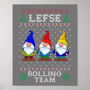 Póster Lefse Rolling Team, Navidades Baking Tomte Gnome
