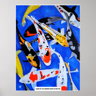 Póster Legado de la pintura japonesa de koi de Alfred Fox